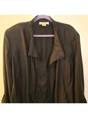ELANA Black 100% linen unlined open front jacket Size 20 EUC